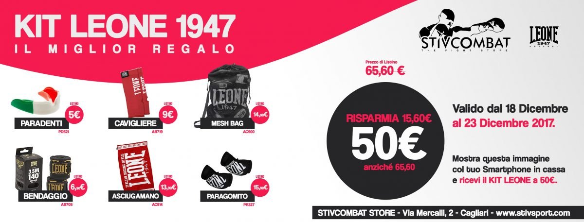 Offerta Guantoni Leone, Paradenti Leone, KIT LEONE, Mesh Bag, Paragomiti, Cavigliere, Bendaggio